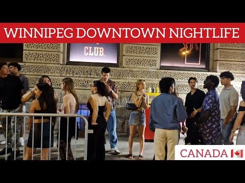 Nightlife in Winnipeg Downtown | Insane queue to get in | Bars, Lights, Music & Late-Night Vibes