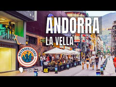 Andorra La Vella Narrated Walking Tour| 4K, Music & Captions 🇦🇩