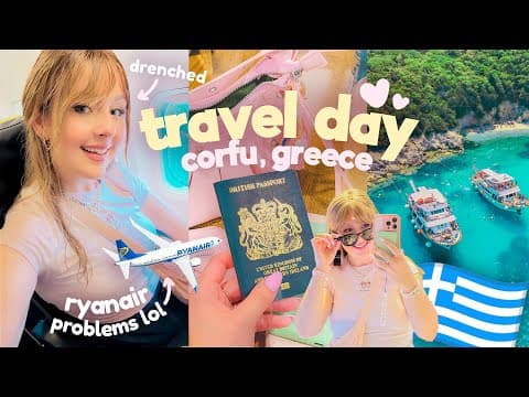 TRAVEL DAY TO CORFU, GREECE 🇬🇷 Ryanair PROBLEMS in a TINY airport 😆☔️ Airport Vlog! Summer Diaries